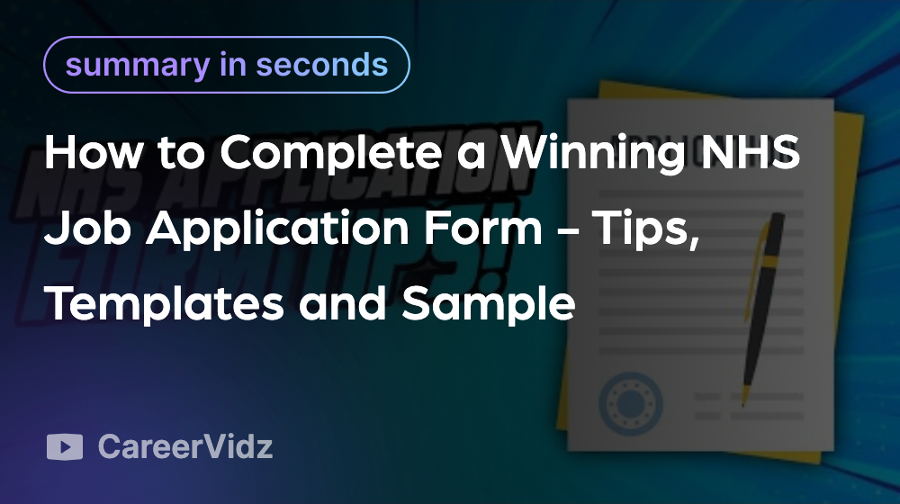 How to Complete a Winning NHS Job Application Form Tips, Templates